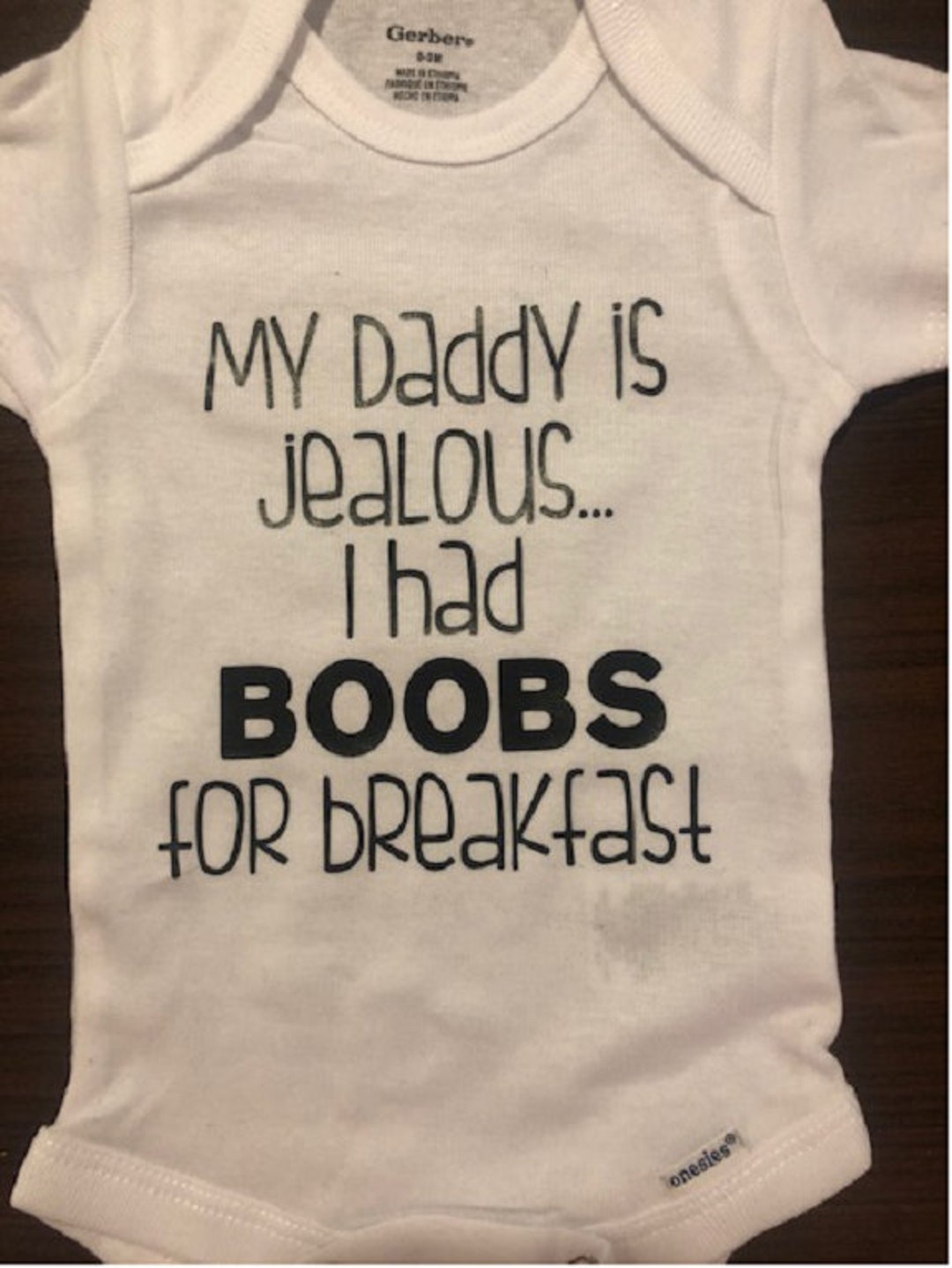 Boob Onesies ® Funny Baby Onesie ® Boobs for Breakfast Breastfed Infant