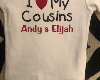 Personalized Cousins Baby Onesie ® Custom Infant One Piece Bodysuit Shower Gift
