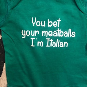 Macacão de bebê italiano ® - Roupas infantis italianas - presente de chá de bebê - camiseta de almôndega infantil - camiseta infantil italiana
