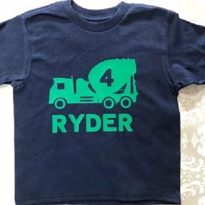 personalized cement truck shirts - toddler birthday boy t-shirt - custom mixer party tshirts - kids youth first name age