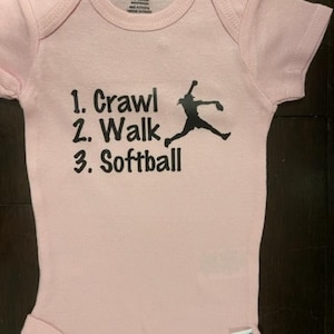 Mono de bebé niña de softbol ® Body de una pieza para futura atleta