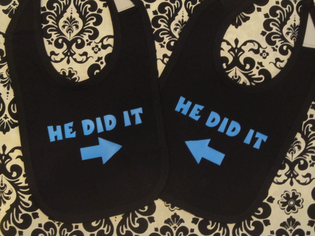 He Did It Twin Baby Boy Bibs Twin Boy Bib Set Twin Boy Bibs Gifts for