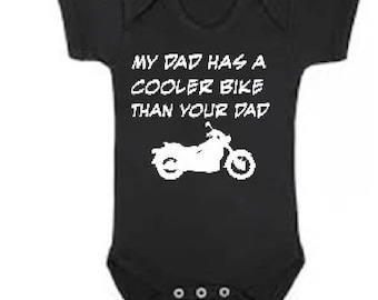 Mono de bebé de una pieza para niño y niña con diseño de motociclista y papá de la bicicleta
