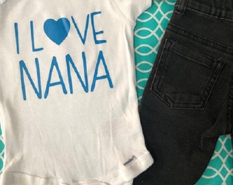 Ich liebe Nana Baby Body - Säugling Einteiler Body Überraschung Neue Großeltern Geschenk