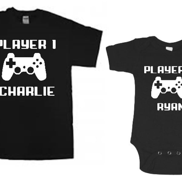 player 1 player 2  - player 1 player 2 baby shower - video game shirts - custom player 1 and 2 - player 1 and 2 shirt - custom video game