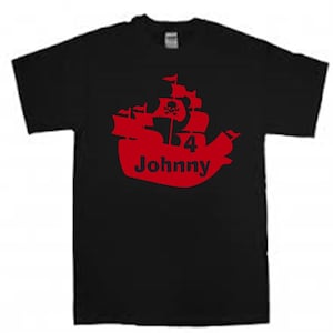 Birthday pirate ship shirt - personalized party t- shirt - custom name and age - toddler boys kids youth - clothes clothing