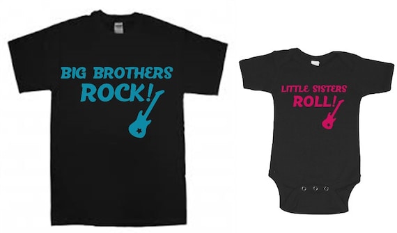 Big Brother Little Sister Shirt Set: Rock and Roll Sibling Onesie® Toddler Youth Shirt