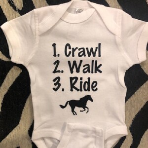 horseback riding baby onesie ® - equestrian infant clothes - crawl walk ride horses - infant one piece bodysuit - future rider