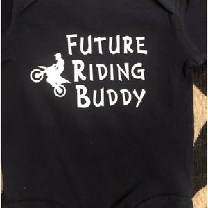Dirt bike baby onesie ® - infant one piece bodysuit - future riding buddy - crawl walk dirtbike ride - toddler shirt