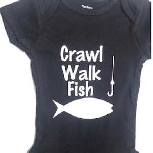 fishing baby onesie ® -  crawl walk fish - infant one piece bodysuit - future fishermen - shower gift boy girl - clothes clothing