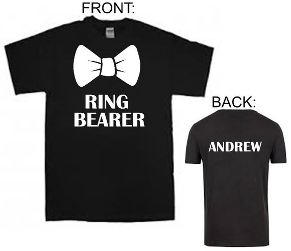 Personalized Ring Bearer Shirt Bow Tie Tuxedo Toddler Youth Wedding Party Tee