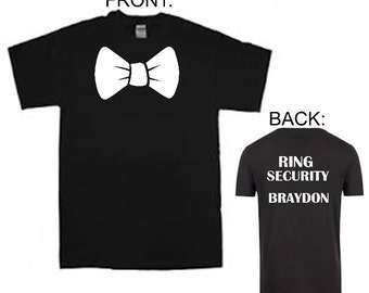 Personalisierte Ring-Träger Sicherheit Shirt Fliege Kleinkind Jugend Jungen Hochzeit Tee