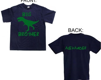 Personalized Big Brother T-Rex Shirt: Custom Toddler Youth Boys Sibling Tee