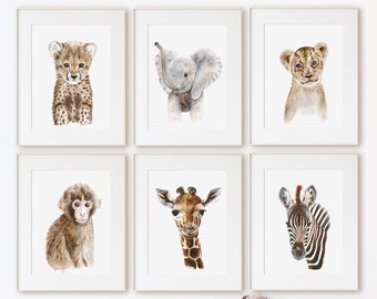 Safari Nursery Decor, Baby Animal Nursery Prints, Safari Animal Prints, Nursery Wall Art, Jungle Animals, Elephant Art, Baby Room Decor