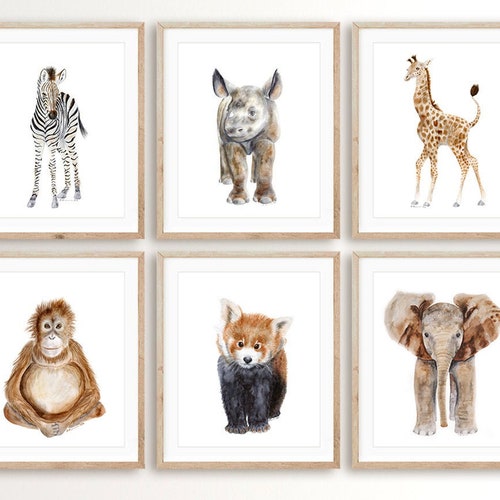 Woodland Baby Animals Nursery Decor Forest Animal Mural Art Etsy