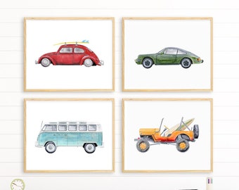 Car Prints, Boys Room Decor, Vintage Car Decor, Boys Room Walls, Kids room art, Car Wall Art, Nursery Print, Vintage Car, Van, Sports Car