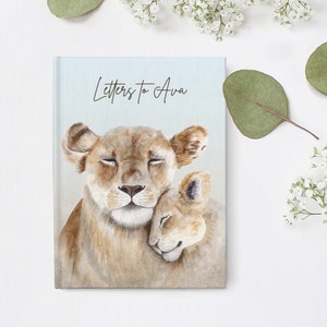 Cartas a mi hija, diario personalizado, a mi hijo, recuerdo personalizado de mamá nueva, cuaderno de memoria de mamá, arte de león, regalo de bebé, de niño