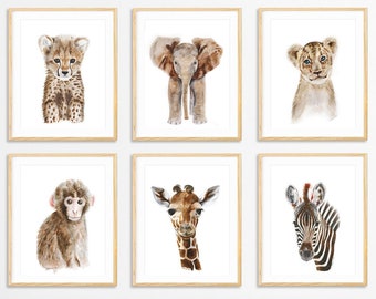 Baby Animal Prints, Gender Neutral Nursery Decor, Safari Nursery Prints, Safari Animal Art, Baby Room Decor, Kids Art, Jungle Animals