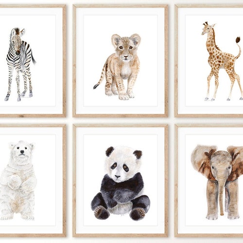Baby Zoo Animal Prints Zoo Nursery Wall Art Neutral Baby Etsy