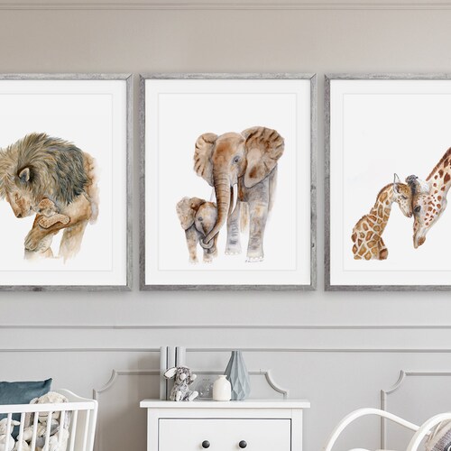 Tiger Mom and Baby Animal Print Painting for Nursery Safari Etsy