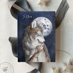 Diario de mamá nuevo personalizado, cartas a mi hijo, a mi hija, cuaderno de mamá, libro de diario de arte de lobo, regalo de madre nueva, regalo de ducha de bebé personalizado