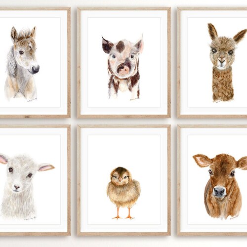 Farm Animal Prints Farm Nursery Print Set of 4 Baby Animal Etsy