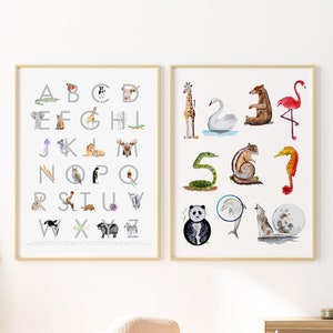 Poster Zahlen, Alphabet, Kinderzahlen, ABC 123, Spielzimmerdeko, Kinderzahlen, Kinderposter