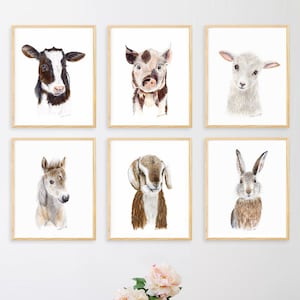 Farm Animal Prints, Farm Animals Prints, Farm Animal Wall Art, Farm Animal Painting, Rabbit Print, Cow Print, Horse Print, Pig Print, Sheep