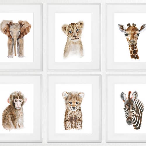 Baby Animal Framed Art Framed Nursery Prints Safari Etsy