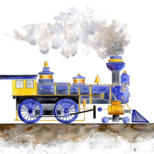 Train Nursery Art Print Boy Wall Art Green Steam Train Decor Etsy