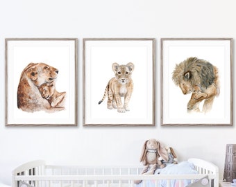 Lion Nursery Decor, Safari Nursery Art, Animal Prints Baby Nursery, Lion Print Nursery, Wall Art, Neutral Baby Room Decor, Boy Lion Decor