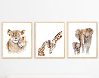 Safari Nursery Decor, Printed Art, Safari Animal Prints, Nursery Wall Art, Jungle Animals, Elephant Art, Baby Room, Animals Print