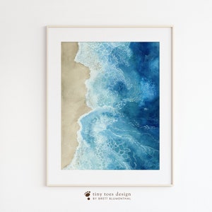 Coastal Art, Beach Print, Ocean Watercolor, Coastal Watercolor, Waves Art Print, Coastal Wall Art, Blue Wall Decor, Beach Decor