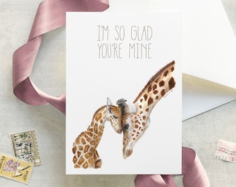 Giraffe Mother's Day Card, Giraffe Card, First Mothers Day, Card For Mom, Mother and Baby Giraffe, Moms Day Card, Mothers Day, New Mom