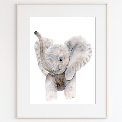 Baby Elephant Watercolor Nursery Art Print Kids Wall Decor - Etsy
