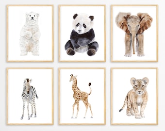 Nursery Decor, Animal Nursery Prints, Zoo Animal Wall Art, Baby Animal Nursery Art, Watercolor Prints, Baby Room Decor, Kids Wall Art