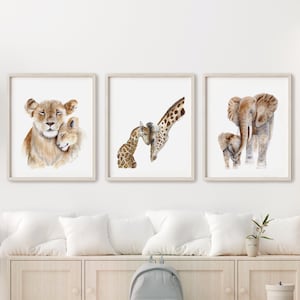 Safari Nursery Decor, Printed Art, Safari Animal Prints, Nursery Wall Art, Jungle Animals, Elephant Art, Baby Room, Animals Print