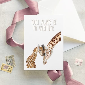 Giraffe Valentine's Day Card, Gift for Mom, Valentine for Mom to Be, Giraffe Card for Daughter, New Baby Valentine Card, Custom Valentine