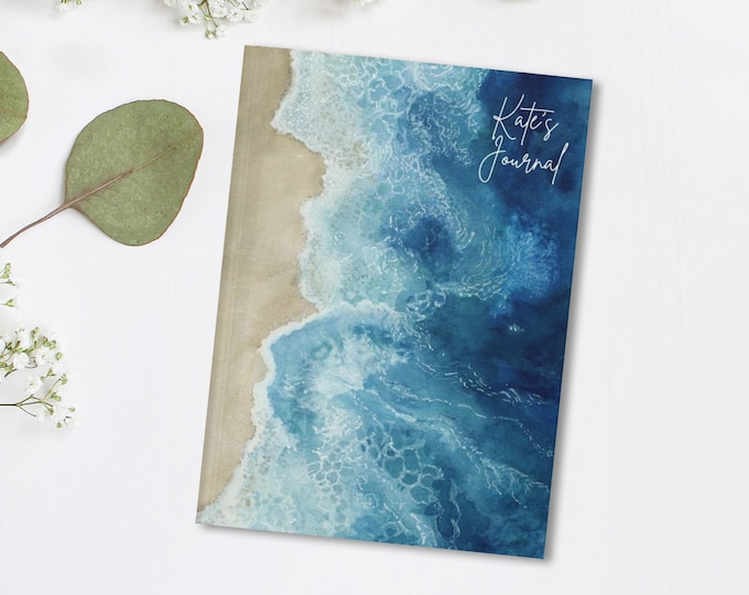 Personalized Ocean Journal, Personalized Gift, Mother's Day Gift, Custom Notebook, Beach Diary Book for Her, Coastal Journal, for Her