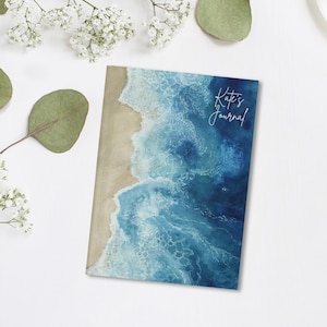 Personalized Ocean Journal, Personalized Gift, Mother&#39;s Day Gift, Custom Notebook, Beach Diary Book for Her, Coastal Journal, for Her