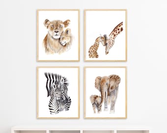 Safari Nursery Decor Set, Safari Art, Safari Animals Decor, Baby Animals, Nursery Art, Nursery Decor, Minimalist Nursery, Modern Nursery