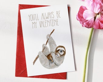 Sloth Valentine's Day Card, Animal Valentine for New Parent, Sloth Card for Kids, Valentine Card from Child, Other Animals Available