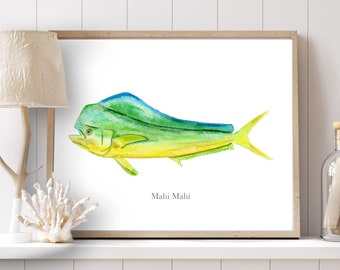 Mahi Mahi Watercolor – Deep Sea Fishing Wall Art Print - Etsy