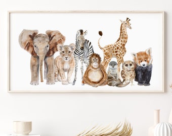 Safari Nursery Decor | Zoo Baby Animal Print | Jungle Animal Baby Room Wall Art | Neutral Baby Room Decor | FRAMED, PRINT or CANVAS