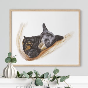 Sleeping Bear Art, Woodland Nursery Decor, Baby Animal, Bear Art Print, Baby Animal Print, Bear Painting, Baby Bear, Nursery Art