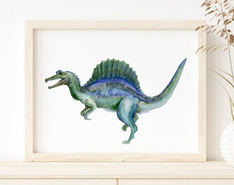 Spinosaurus Art - Kids Dinosaur Print - Dinosaur Watercolor - Kids Art - Kids Dino Decor - Dinosaur Print - Dinosaur Art - Large Art Print