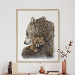 Bear Nursery Art, Woodland Animal, Painting for Nursery, Mama and Baby Bear, Woodland Nursery Decor, Baby Room Art, Bear Watercolor