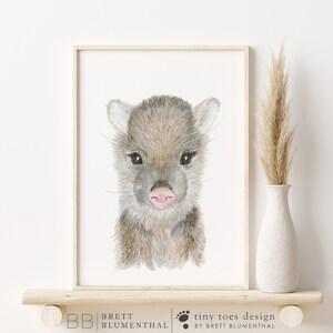 Baby Javelina Art, Southwest Nursery Decor, Javelina Watercolor, Javelina Painting, Desert Animal Print, Baby Animal, Central America image 1