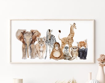 Zoo Baby Animal Nursery Art – Neutral Jungle Wall Decor for Kids