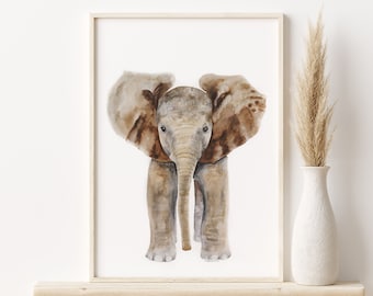 Elefant Wall Art Print, Aquarell Dschungel Kinderzimmer Dekor